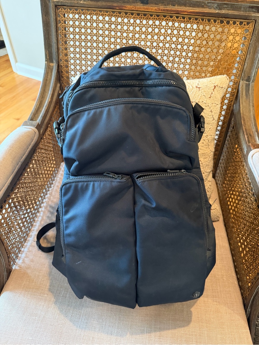 lululemon athletica Black Nylon Multi-Pocket Backpack